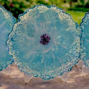 Handmade Blue and Silver Coaster Set of 4 with stand